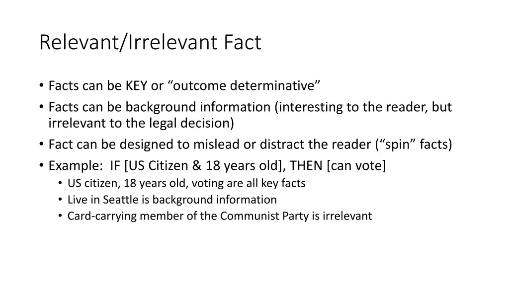 relevant irrelevant fact