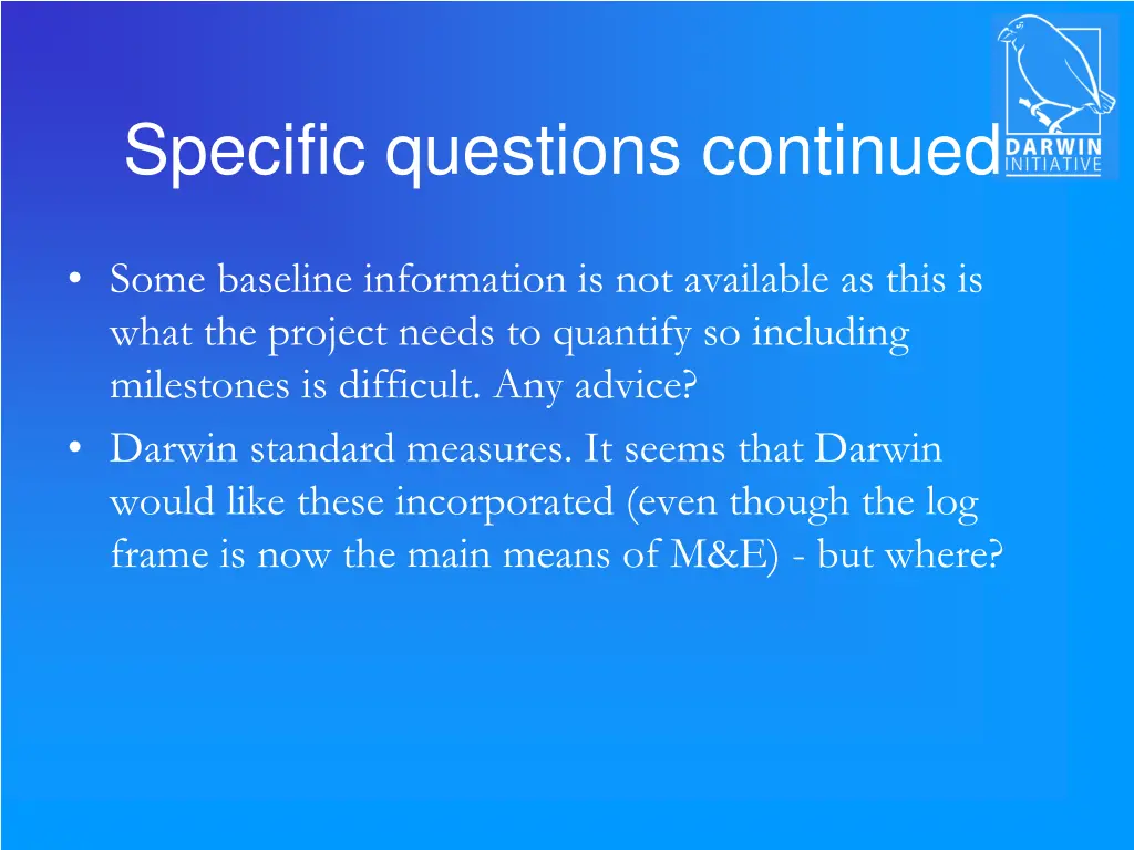 specific questions continued