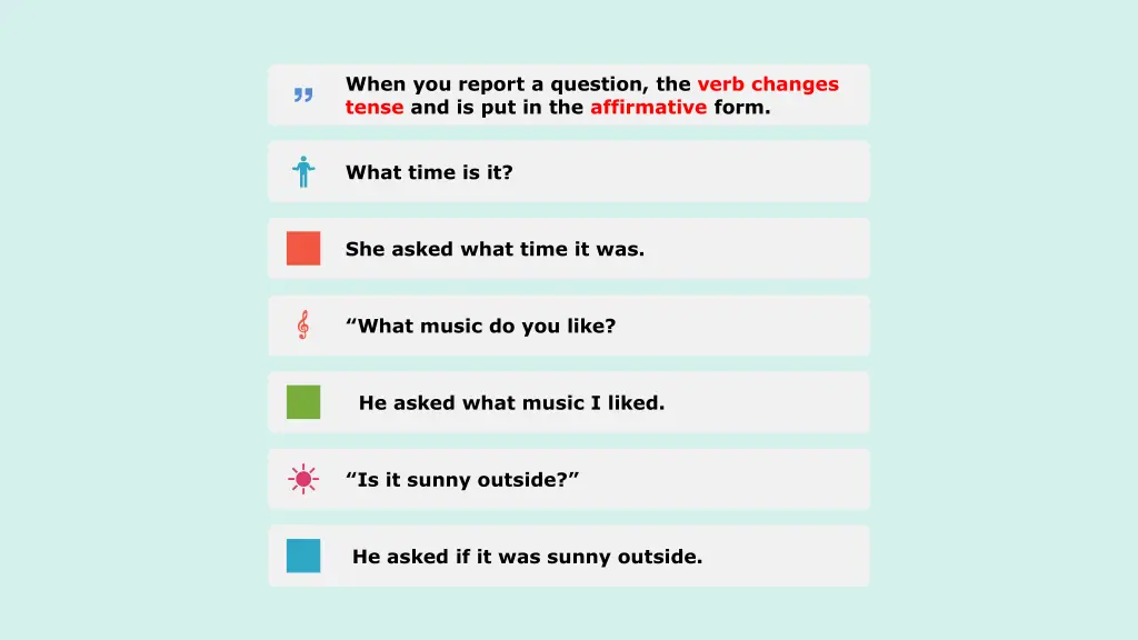 when you report a question the verb changes tense