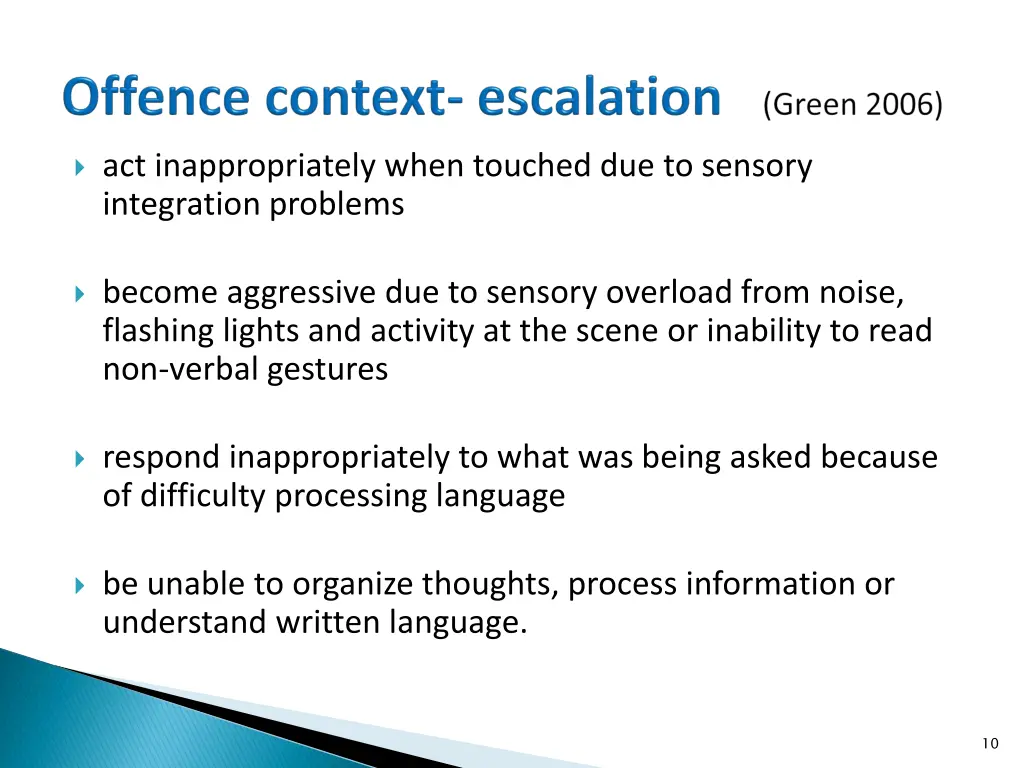 act inappropriately when touched due to sensory