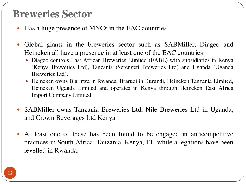 breweries sector