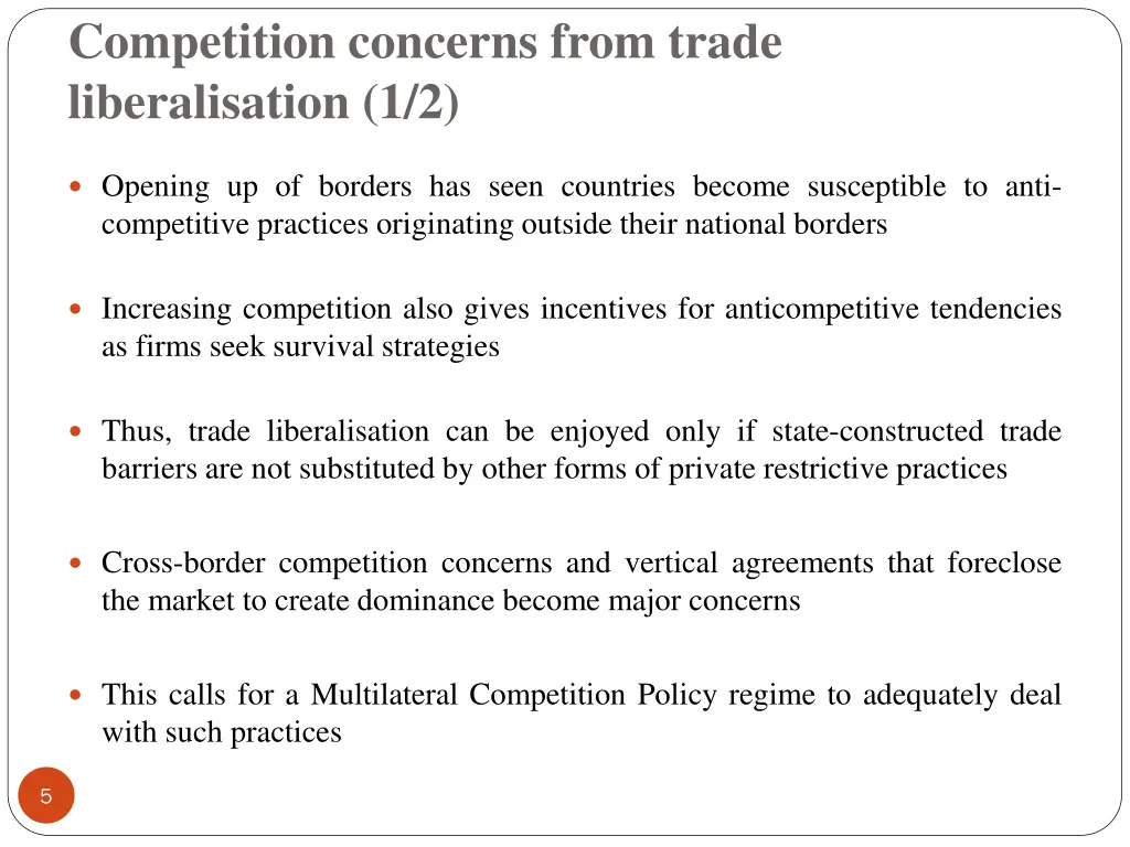 competition concerns from trade liberalisation 1 2