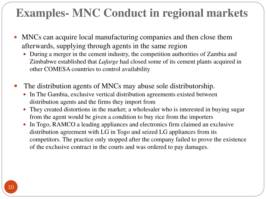 examples mnc conduct in regional markets