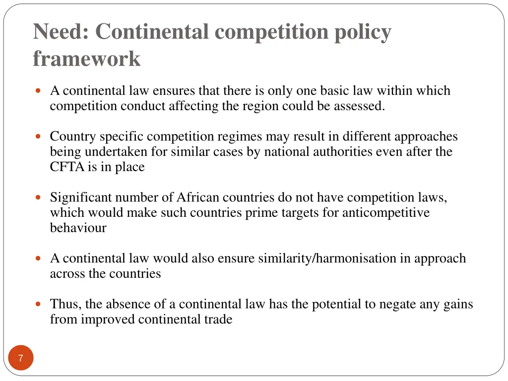 need continental competition policy framework