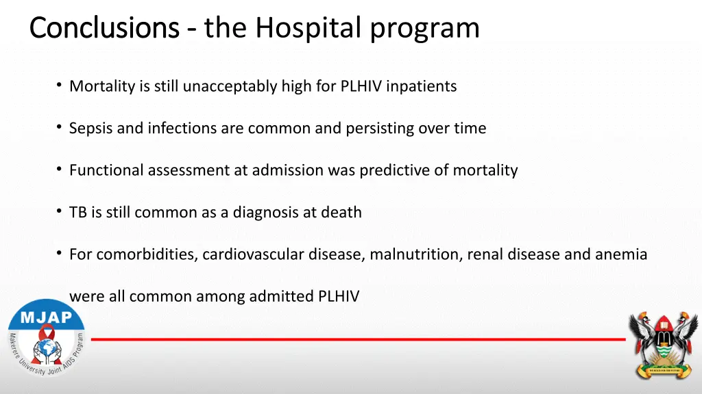 conclusions conclusions the hospital program