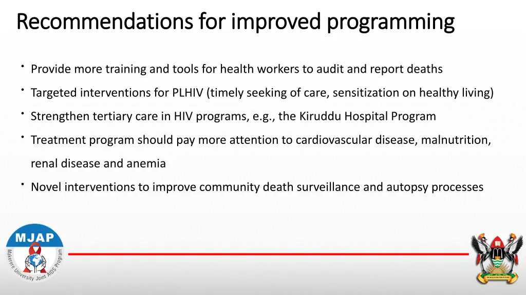 recommendations for improved programming
