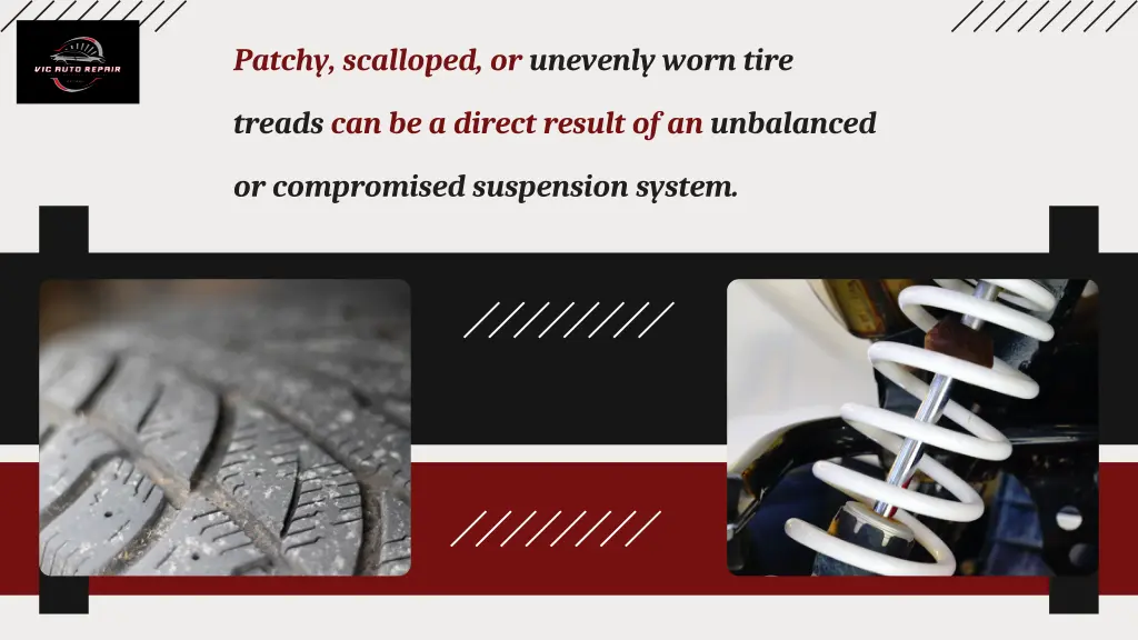 patchy scalloped or unevenly worn tire