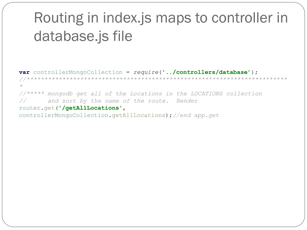 routing in index js maps to controller