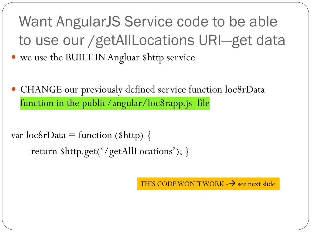 want angularjs service code to be able