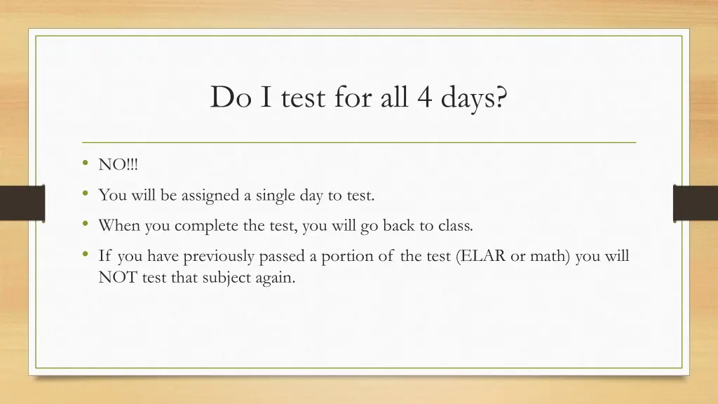 do i test for all 4 days