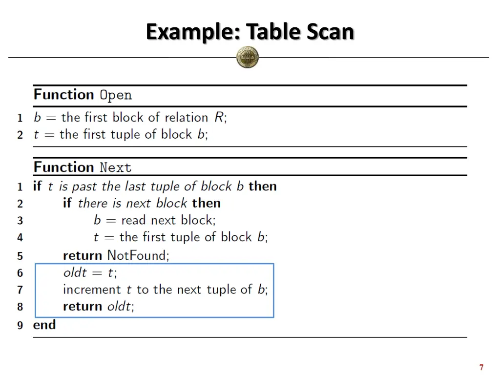 example table scan