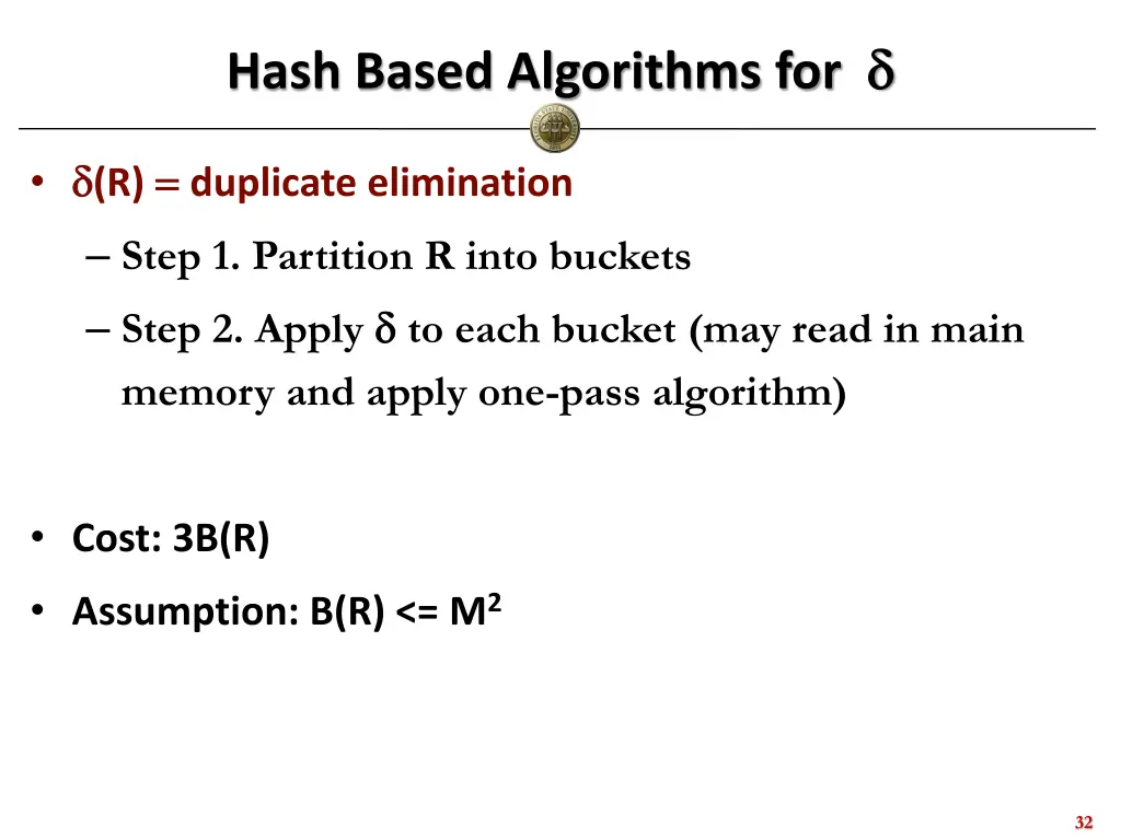 hash based algorithms for