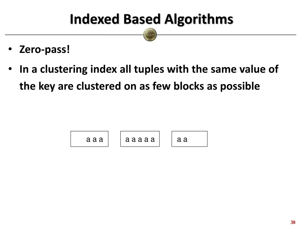 indexed based algorithms