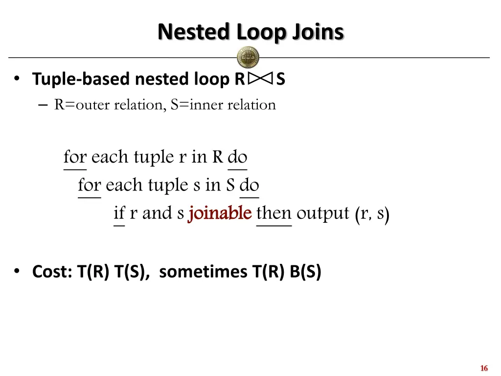 nested loop joins