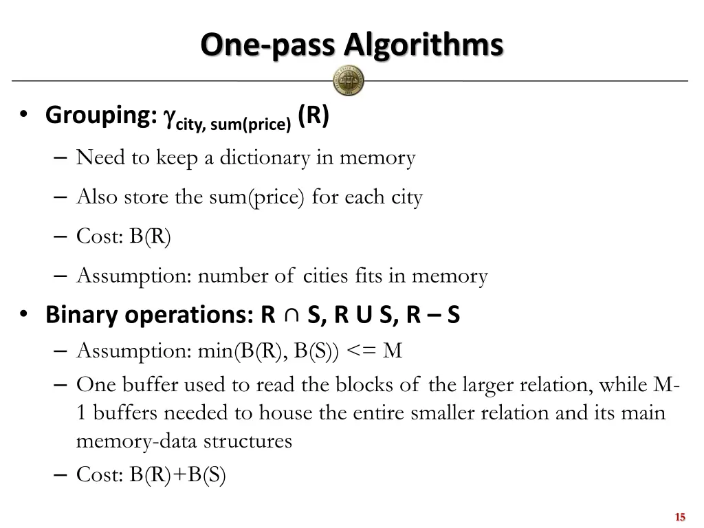 one pass algorithms 2