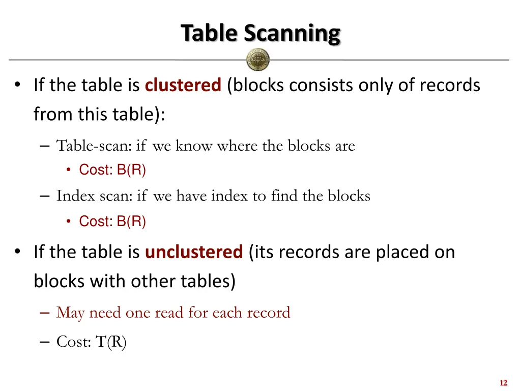 table scanning