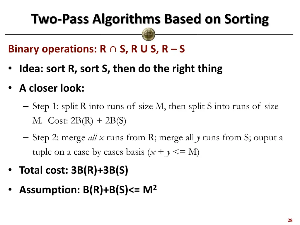 two pass algorithms based on sorting 2