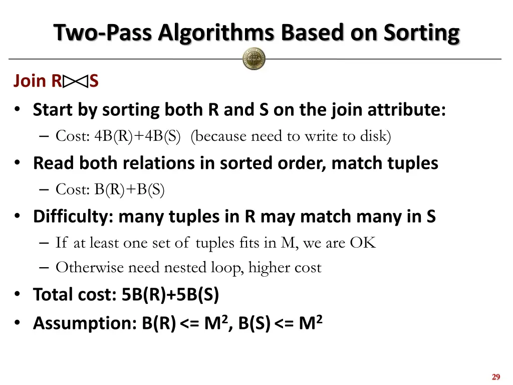 two pass algorithms based on sorting 3