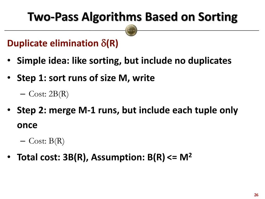 two pass algorithms based on sorting
