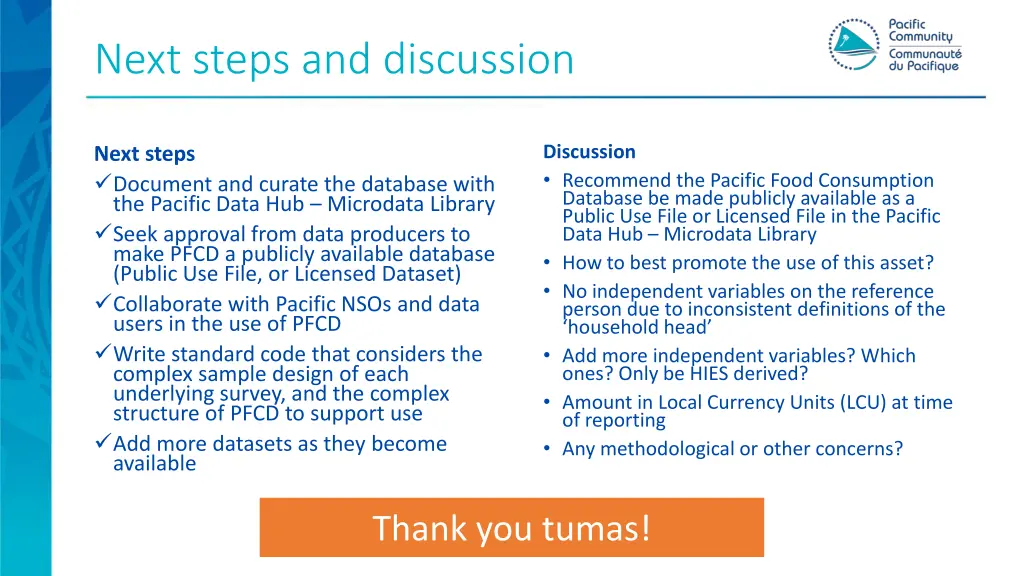 next steps and discussion