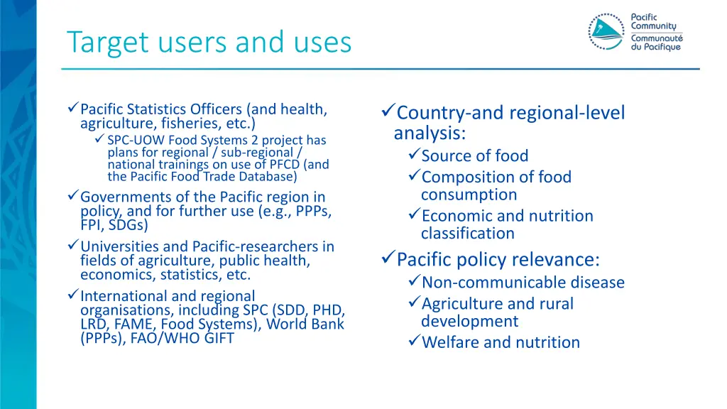 target users and uses