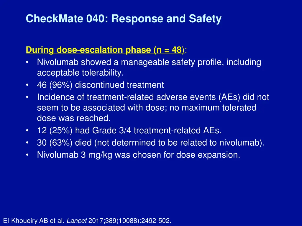 checkmate 040 response and safety