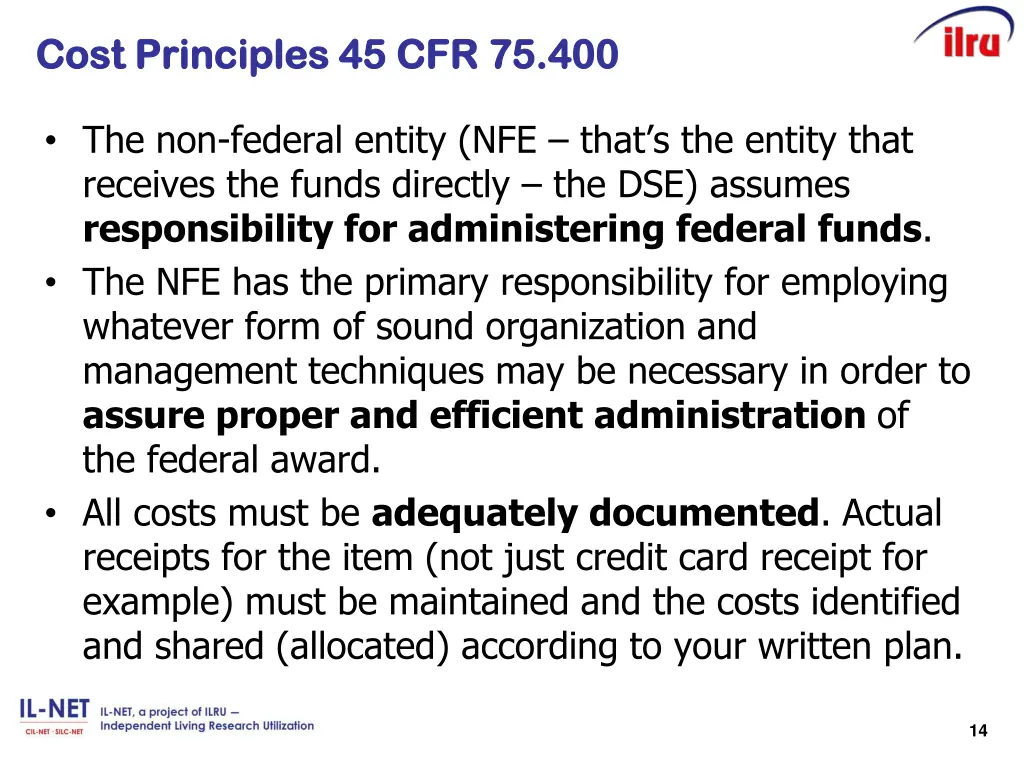 cost principles 45 cfr 75 400 cost principles