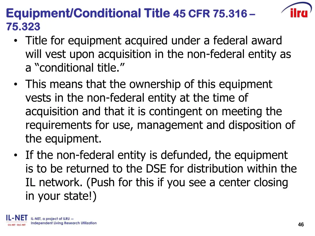 equipment conditional title equipment conditional