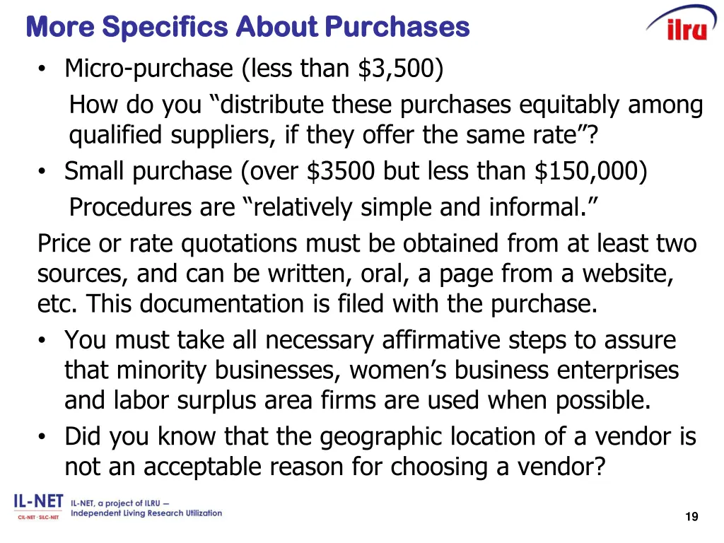 more specifics more specifics a about purchases