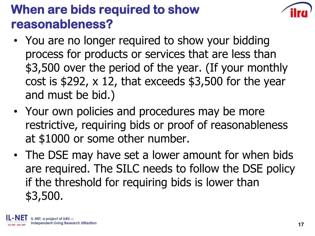 when are bids required to show when are bids