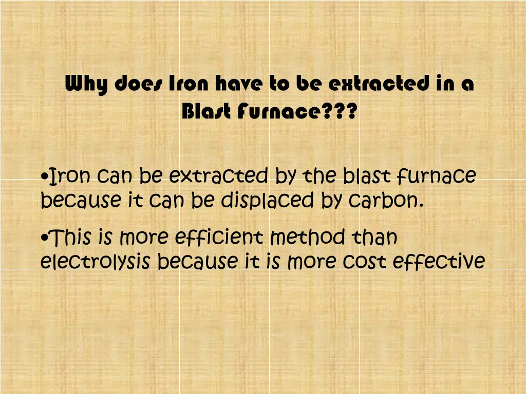 why does iron have to be extracted in a blast