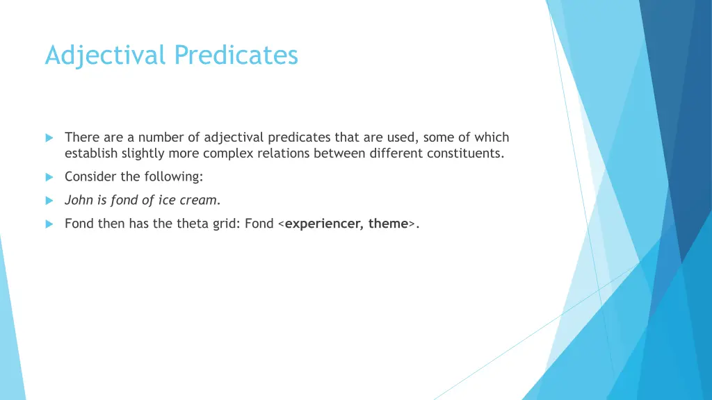adjectival predicates