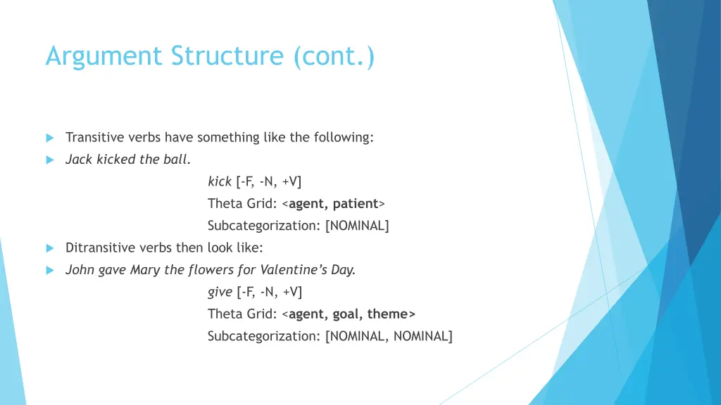 argument structure cont