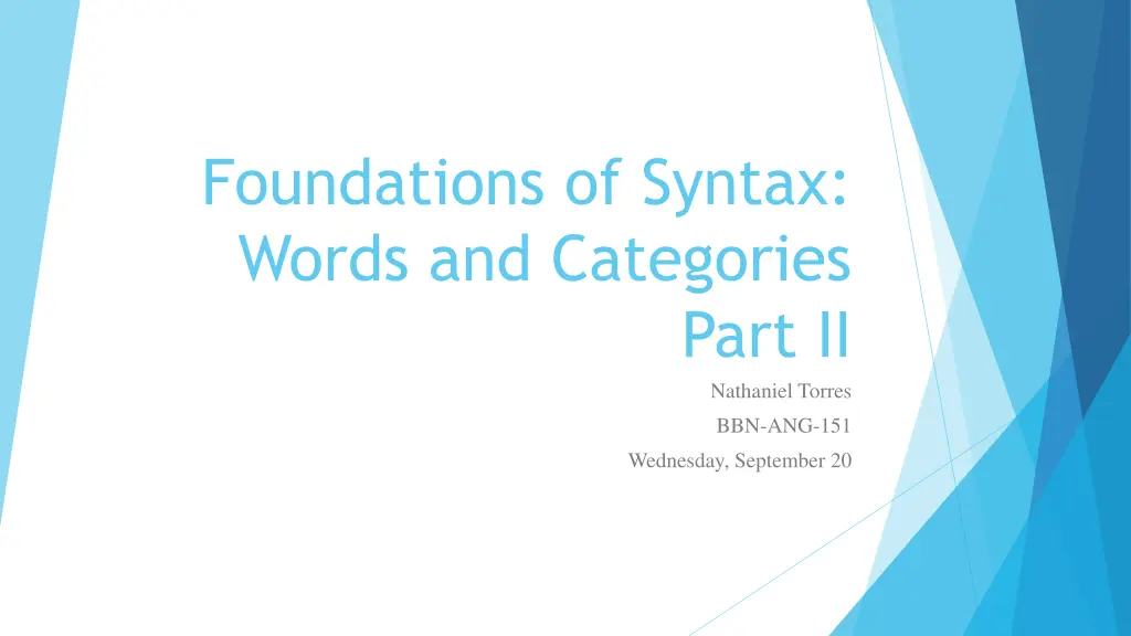 foundations of syntax words and categories