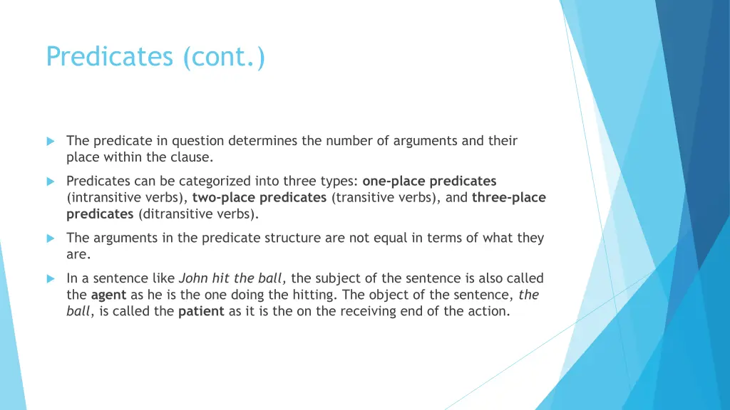 predicates cont 1