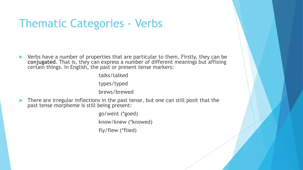 thematic categories verbs
