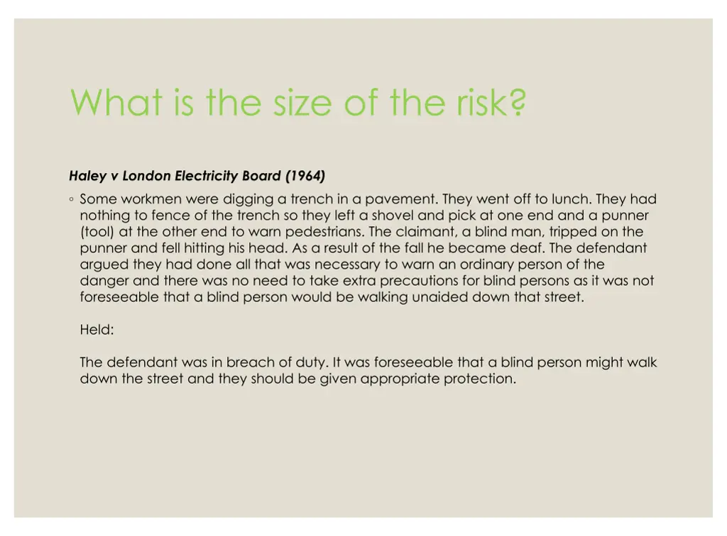 what is the size of the risk 1