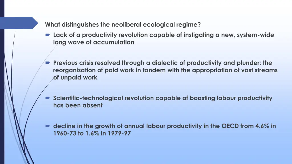 what distinguishes the neoliberal ecological