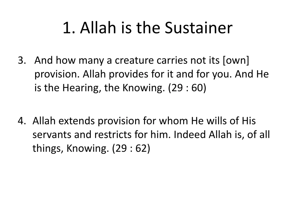 1 allah is the sustainer 1