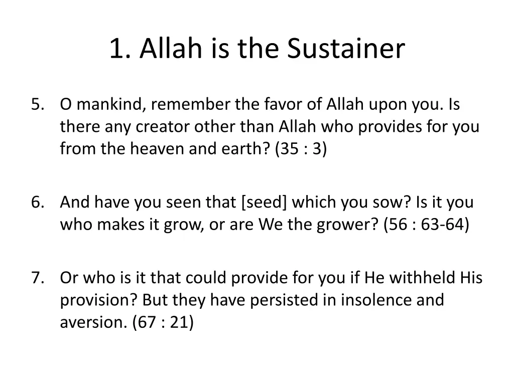 1 allah is the sustainer 2