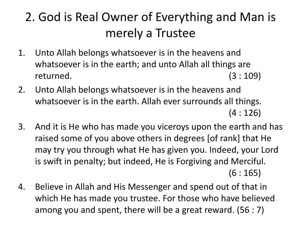 2 god is real owner of everything