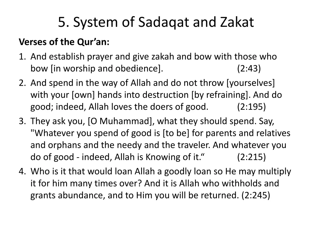 5 system of sadaqat and zakat