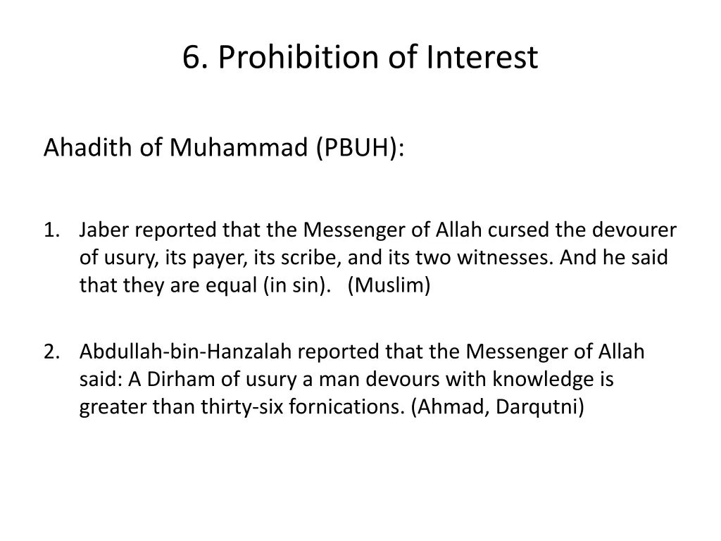 6 prohibition of interest 2
