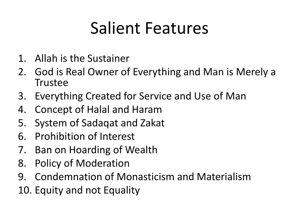 salient features