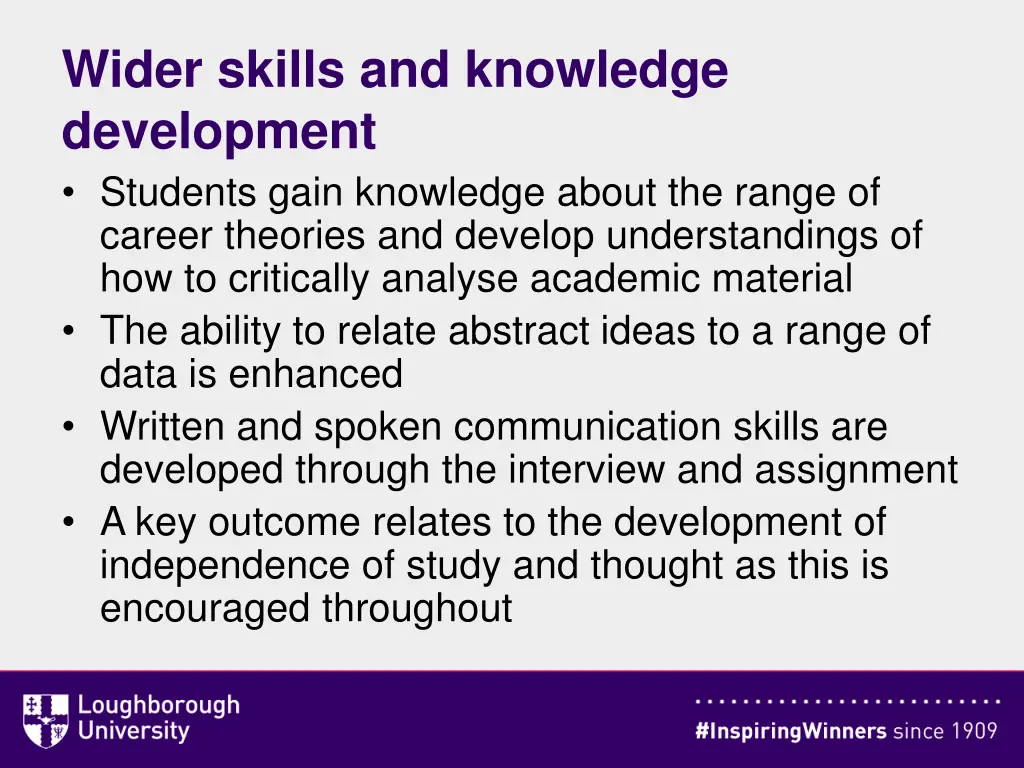 wider skills and knowledge development students