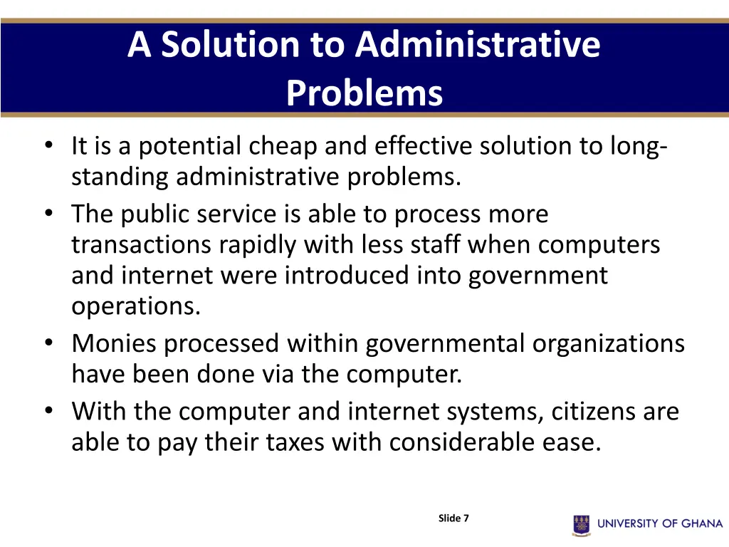a solution to administrative problems