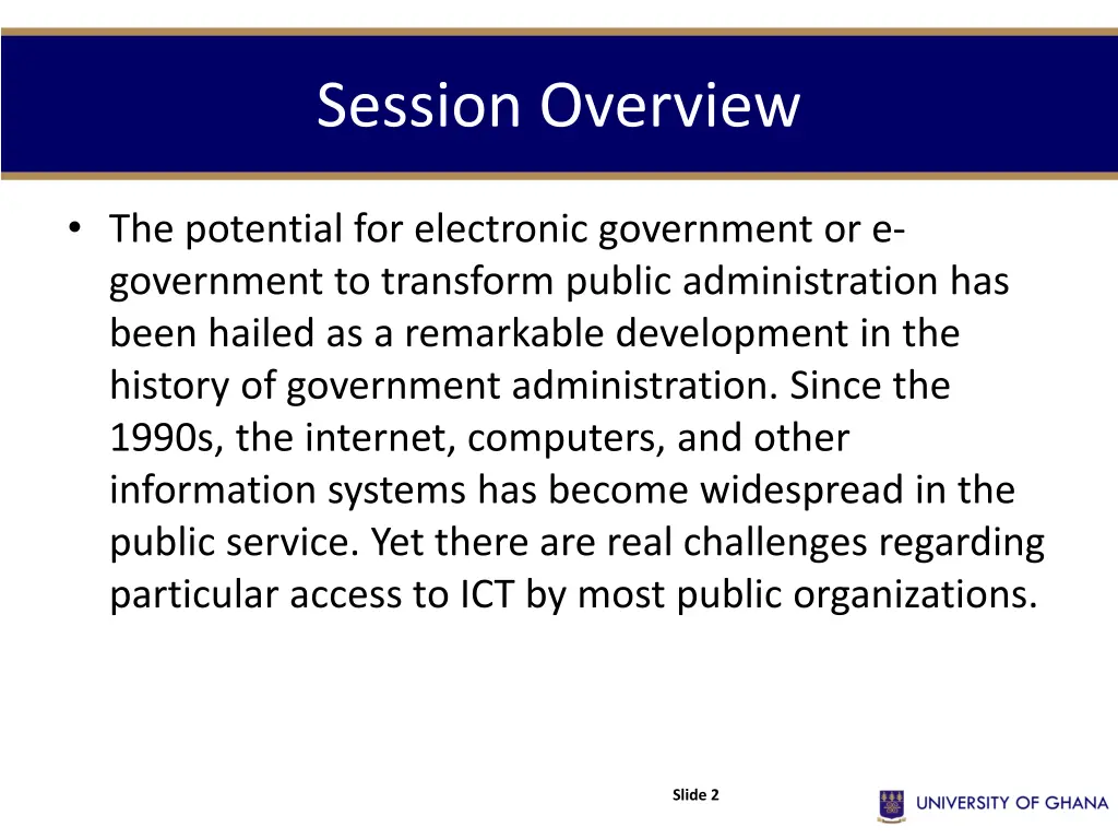 session overview