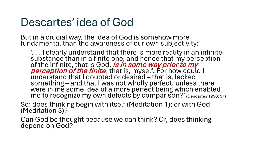 descartes idea of god but in a crucial