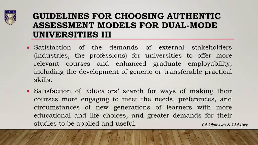 guidelines for choosing authentic assessment 1