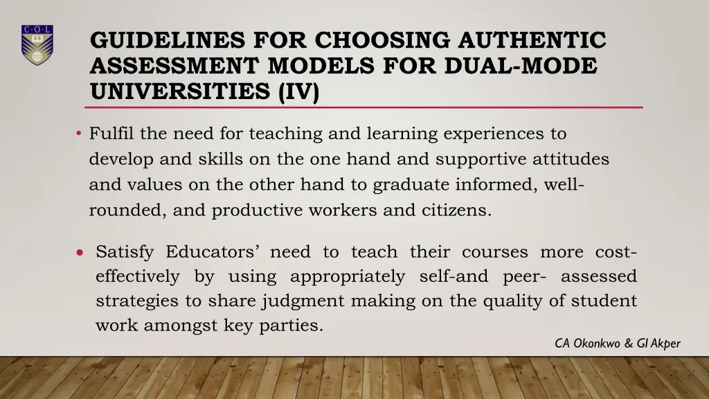 guidelines for choosing authentic assessment 2